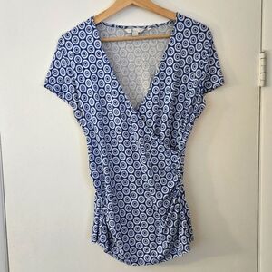 Boden Blue Circle Wrap Top Size 10